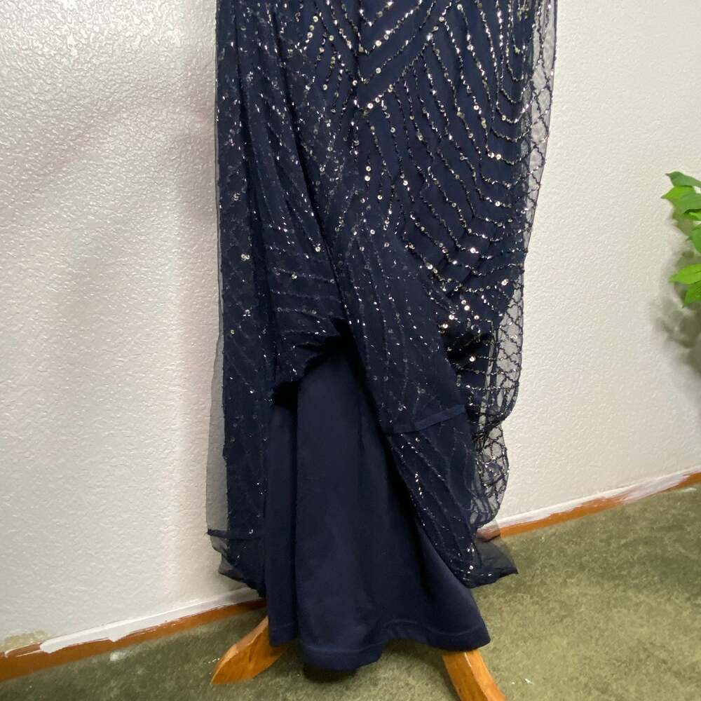 Adrianna Papell Navy Sequin Tank Evening Gown - Picture 11 of 11
